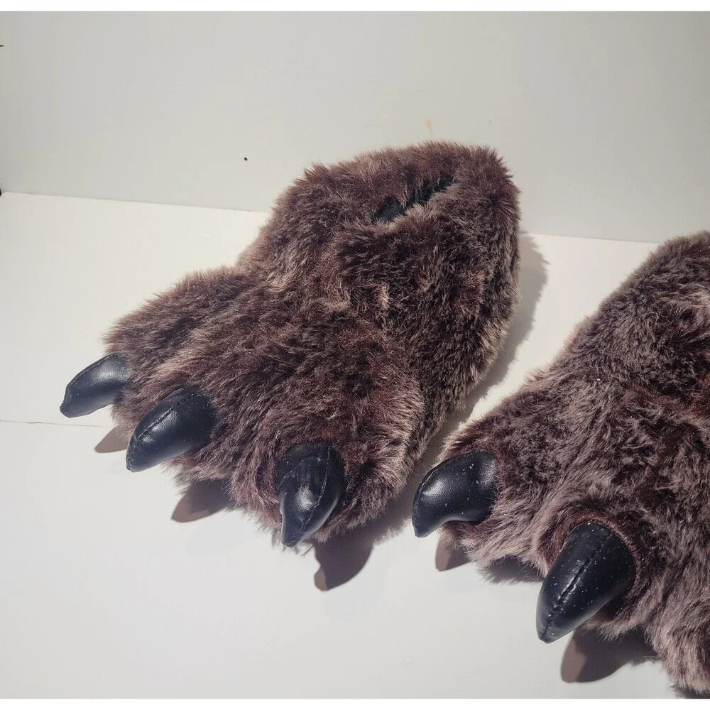 George Plush Brown Bear Paw Slippers Claw House Shoes – Size S/M #103